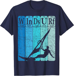 Windsurf Periodic Table Elements Windsurfing Retro T-Shirt - T-Shirt | Navy