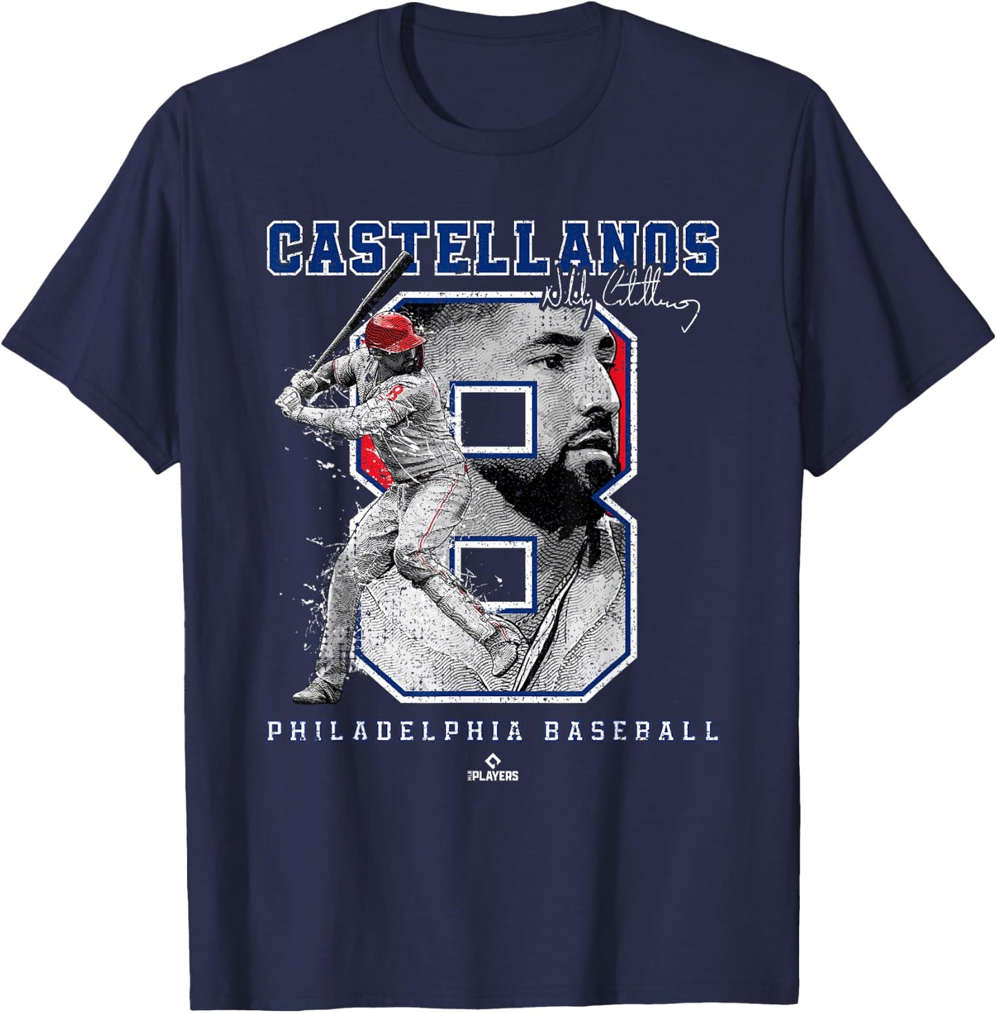 Number and Portrait Nick Castellanos Philadelphia MLBPA T-Shirt - T-Shirt | Navy
