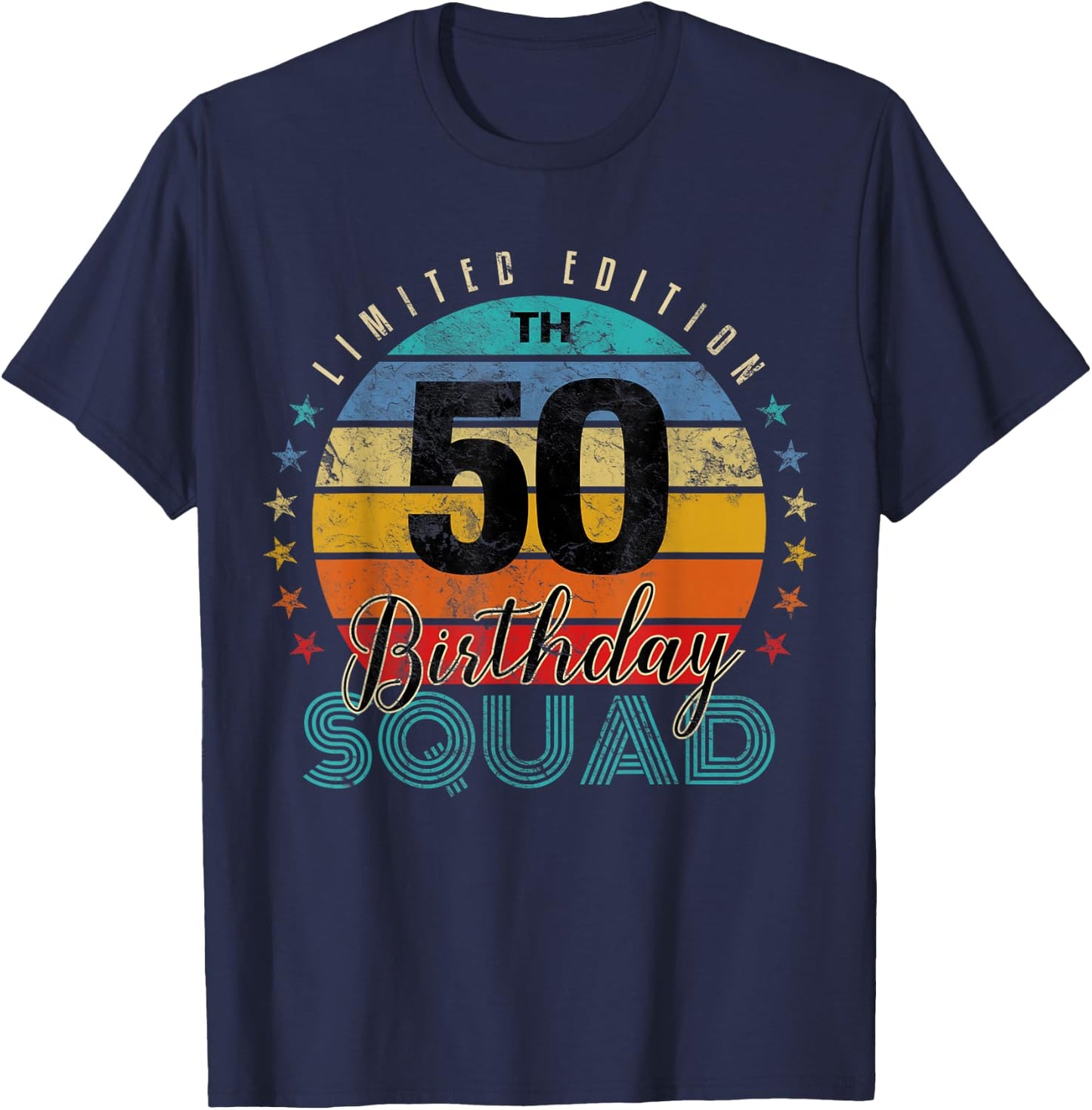 50 Year Old Birthday Squad Vintage 50th B-Day Group Friends T-Shirt - T-Shirt | Navy