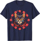 Cat Flower Artwork | Animal Cherry Blossoms Motif Cat T-Shirt - T-Shirt | Navy