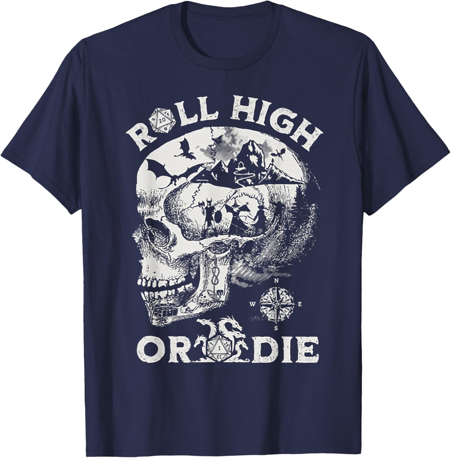 Roll High Or Die Skull T-Shirt - T-Shirt | Navy