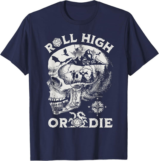 Roll High Or Die Skull T-Shirt - T-Shirt | Navy