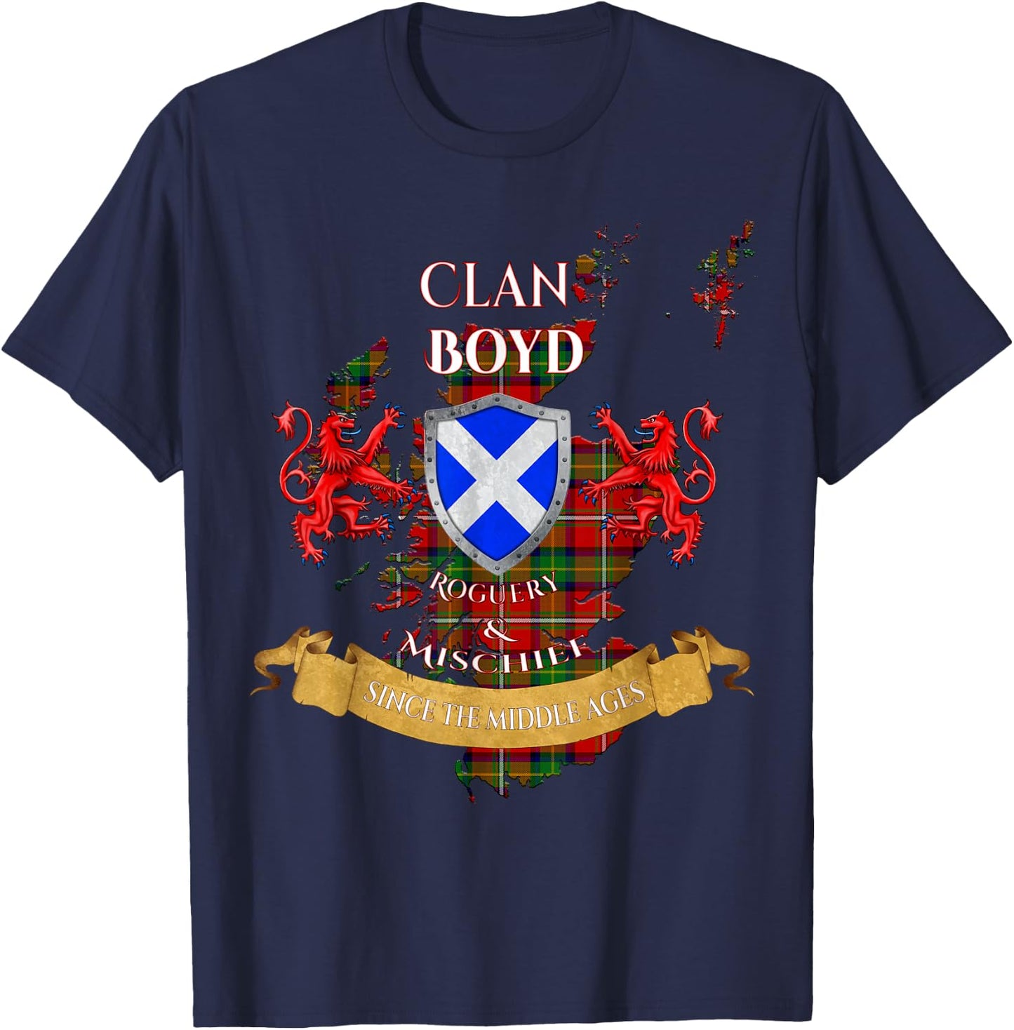 Boyd Scottish Family Clan Middle Ages Mischief T-Shirt - T-Shirt | Navy