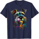 Mini Miniature Schnauzer Face Colorful Dog Art Black T-Shirt - T-Shirt | Navy