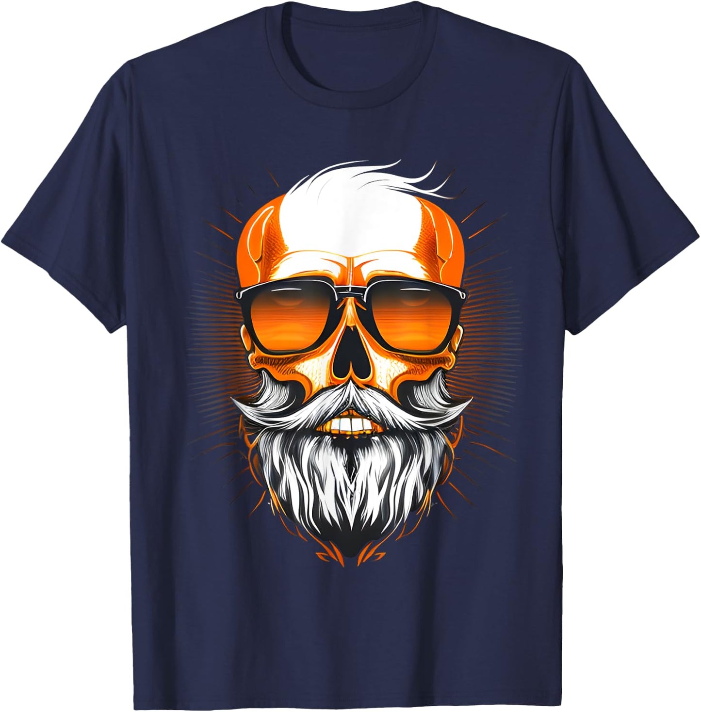Vintage Rebel: Cool Old Man Skull with Beard Men Women T-Shirt - T-Shirt | Navy