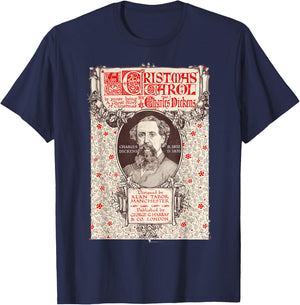 A Christmas Carol Collectors Society Dickens Scrooge Christmas Carol Vintage Black -Adults T-Shirt - T-Shirt | Navy