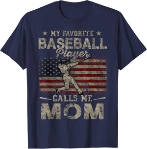 My Favorite Baseball Player Calls Me Mom Mother's Day T-Shirt - T-Shirt | Navy