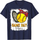 Softball Game Day Vibes Leopard Heart Headband Mom Bleached T-Shirt - T-Shirt | Navy