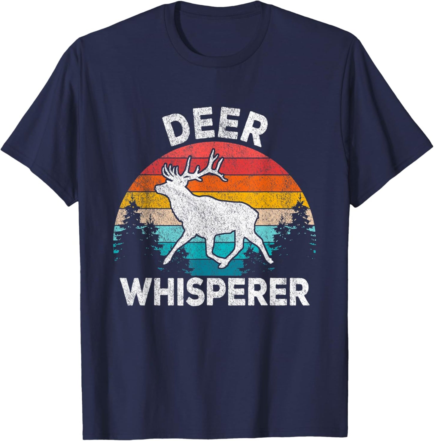 Deer Whisperer Deer Lover Funny Deer Quote Retro T-Shirt - T-Shirt | Navy