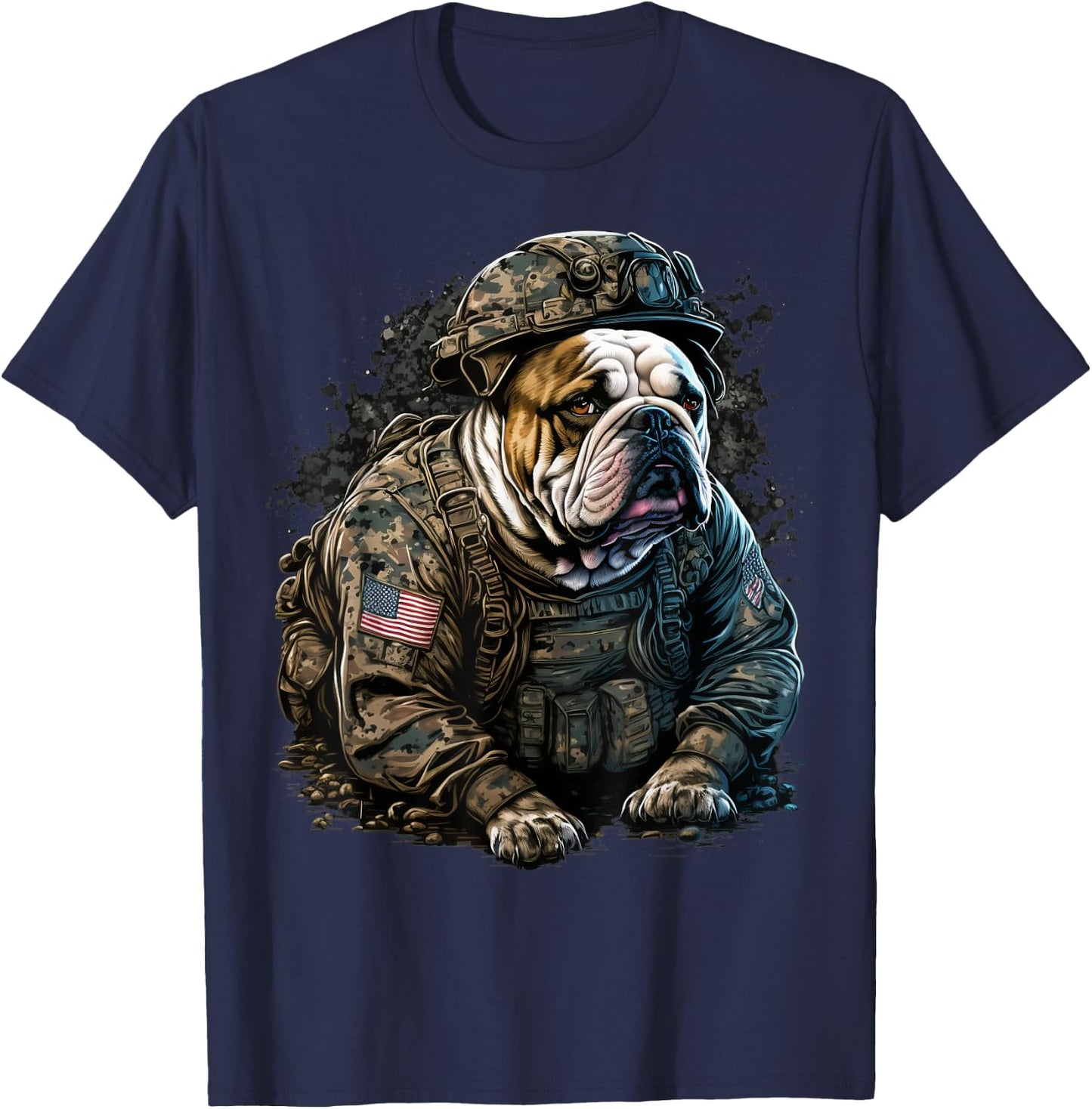 Soldier Bulldog Army Military Bulldog T-Shirt - T-Shirt | Navy