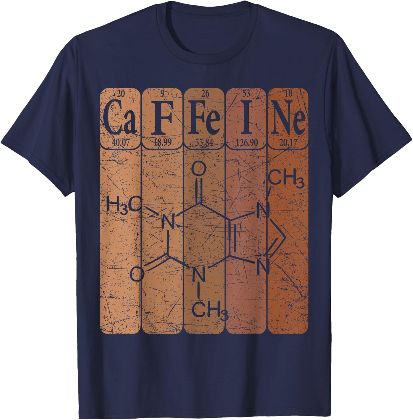 Caffeine Periodic Table Elements Coffeeholic Coffee Lover T-Shirt - T-Shirt | Navy