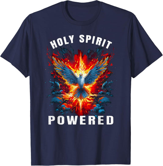 Holy Spirit Powered Dove With Fire Christian Men And Women T-Shirt - T-Shirt | Navy