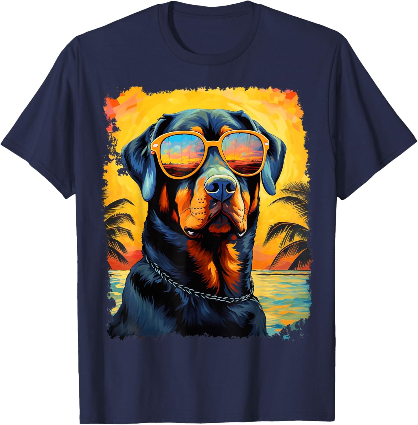Dog Hawaiian Rottweiler Women Girls Kids T-Shirt - T-Shirt | Navy