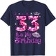 Vintage Happy 33 It's My Birthday Crown Lips 33rd Birthday T-Shirt - T-Shirt | Navy