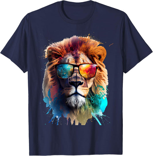 Lion sunglasses favorite animal nature vacationer lions T-Shirt - T-Shirt | Navy