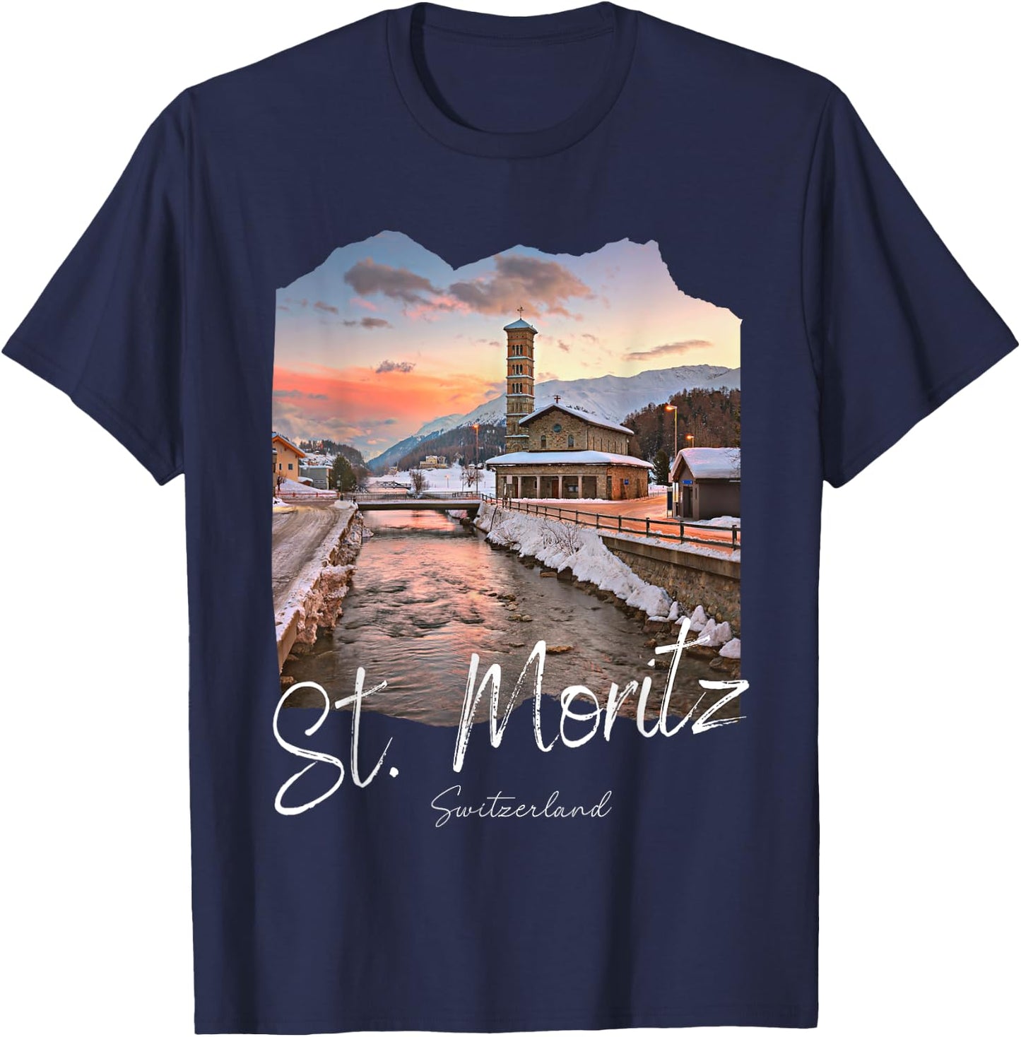 St. Moritz Souvenir Switzerland T-Shirt - T-Shirt | Navy