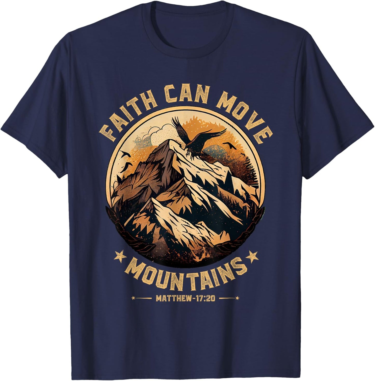 Faith Can Move Mountains Shirt Christian Men Women Kids T-Shirt - T-Shirt | Navy