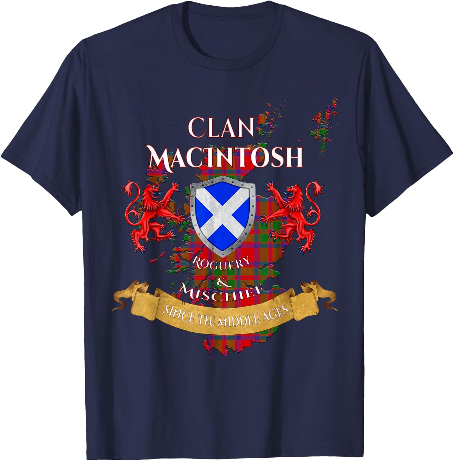 MacIntosh Scottish Family Clan Middle Ages Mischief T-Shirt - T-Shirt | Navy