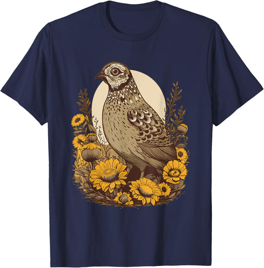 Quail Sunflower Outfit Quail Bird Lovers Girls T-Shirt - T-Shirt | Navy