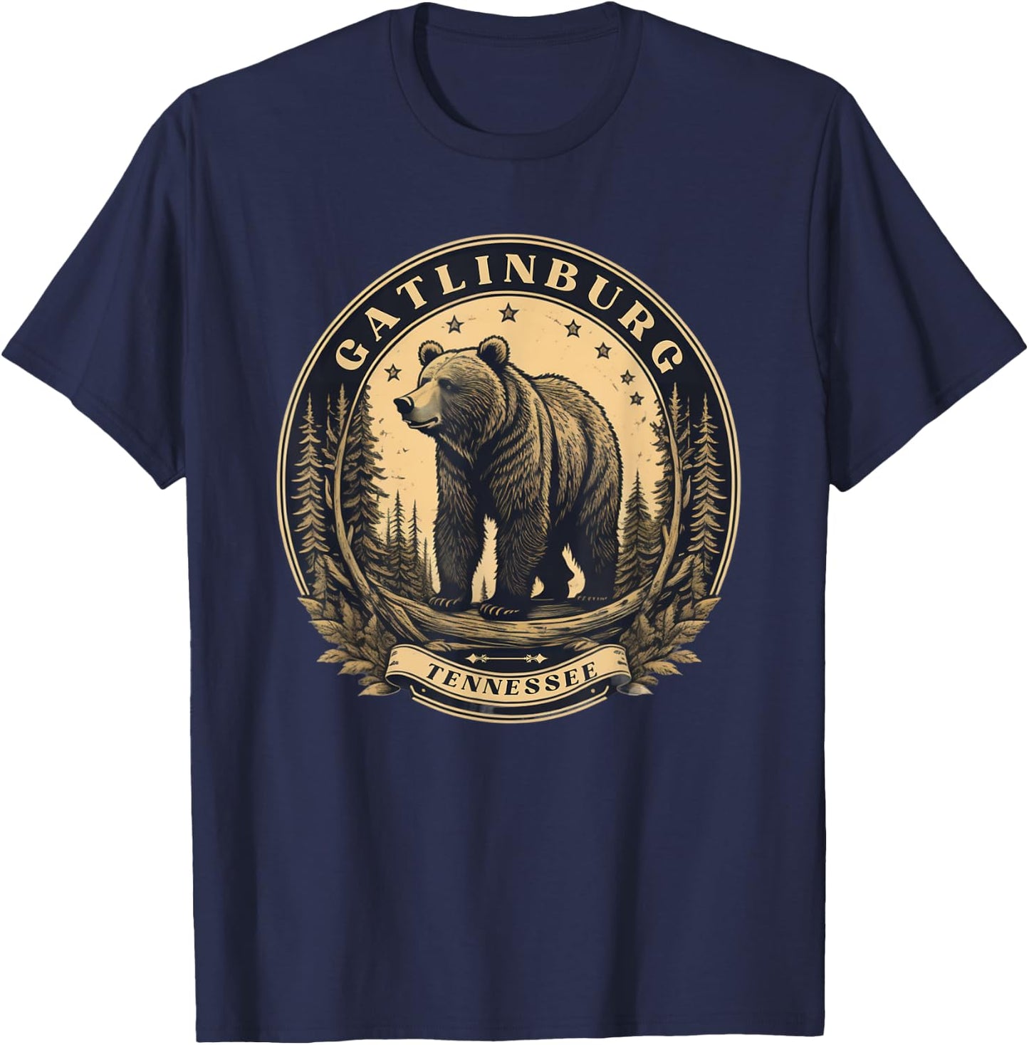 Vintage Gatlinburg mountain Tennessee with bear T-Shirt - T-Shirt | Navy