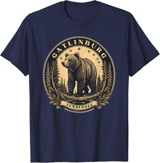 Vintage Gatlinburg mountain Tennessee with bear T-Shirt - T-Shirt | Navy