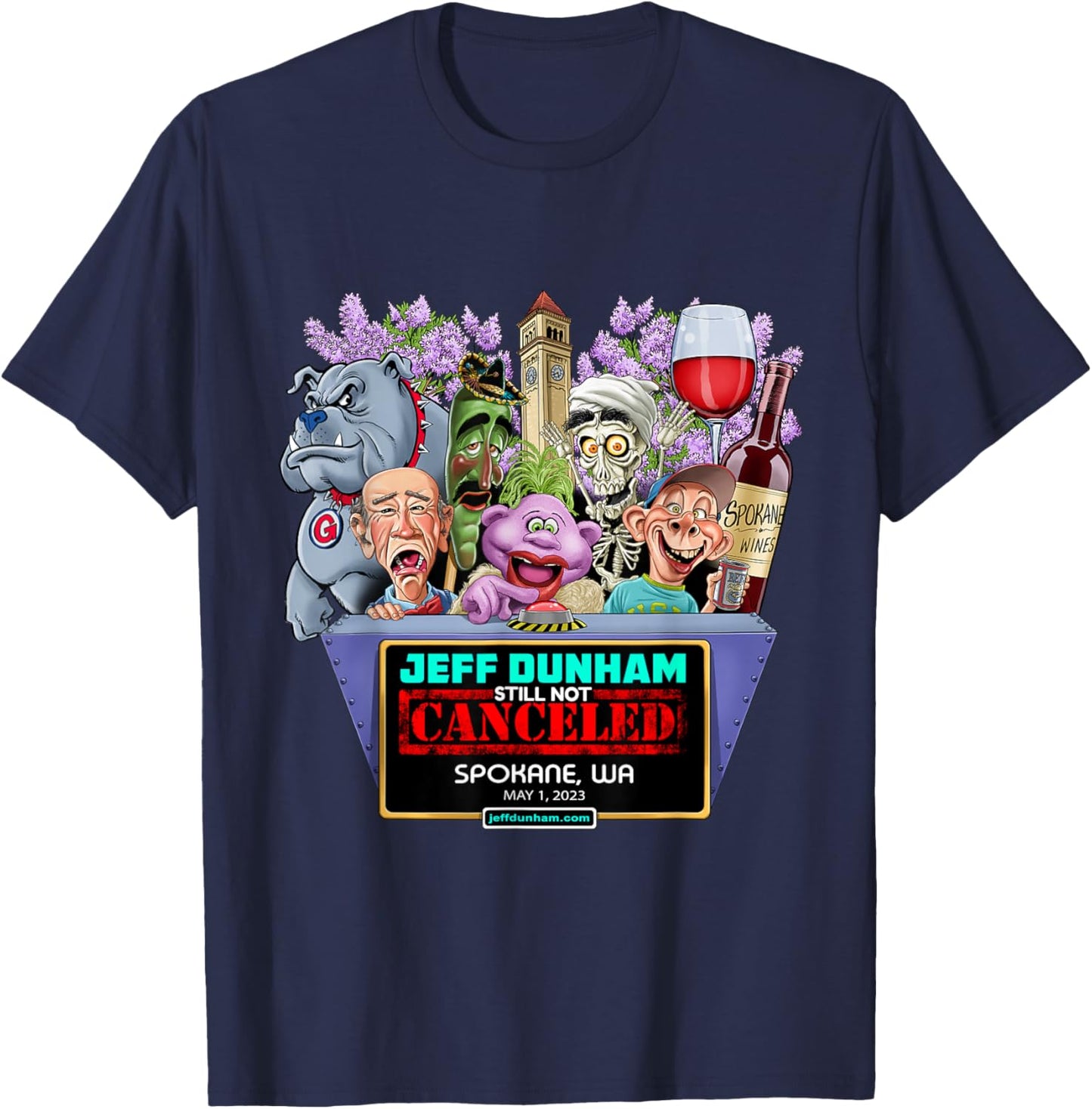 Jeff Dunham Spokane, WA (2023) T-Shirt - T-Shirt | Navy
