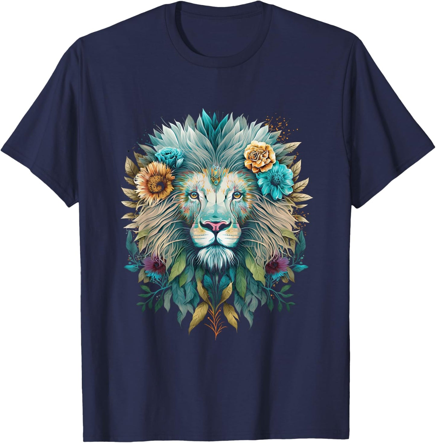 Lion colorful lions From Africa Day of the Dead T-Shirt - T-Shirt | Navy