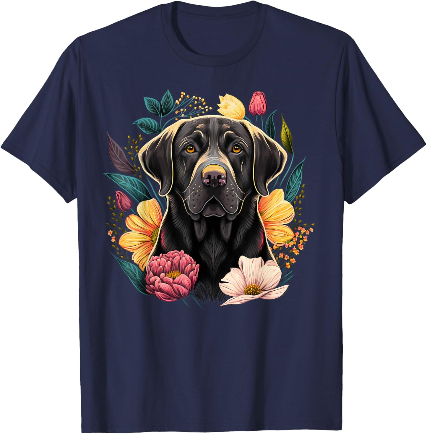 Cute black Labrador Dog on black Labrador Retriever Lover Men Women Kids T-Shirt - T-Shirt | Navy