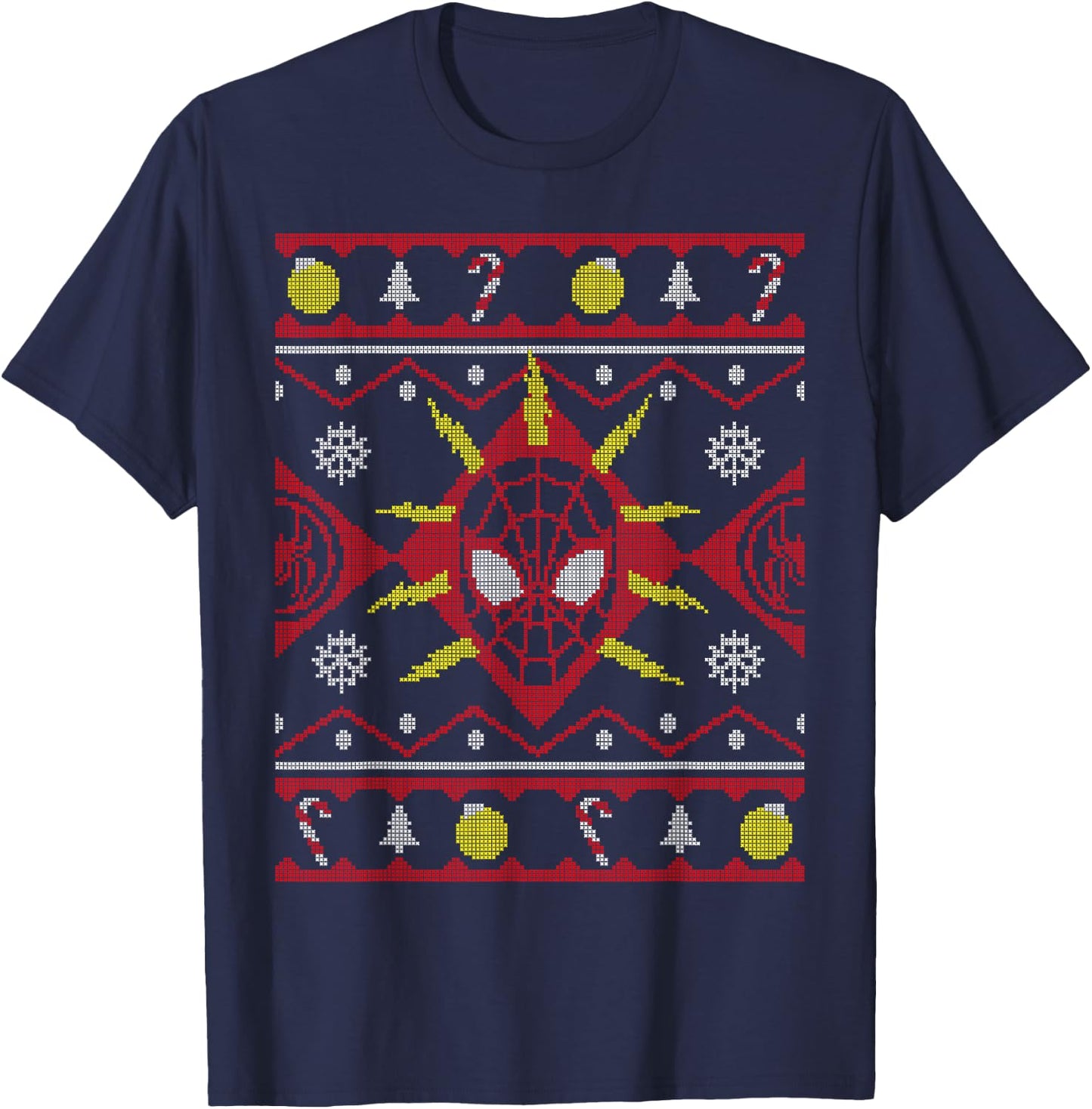 Marvel Spider-Man Miles Morales Ugly Christmas Sweater T-Shirt - T-Shirt | Navy