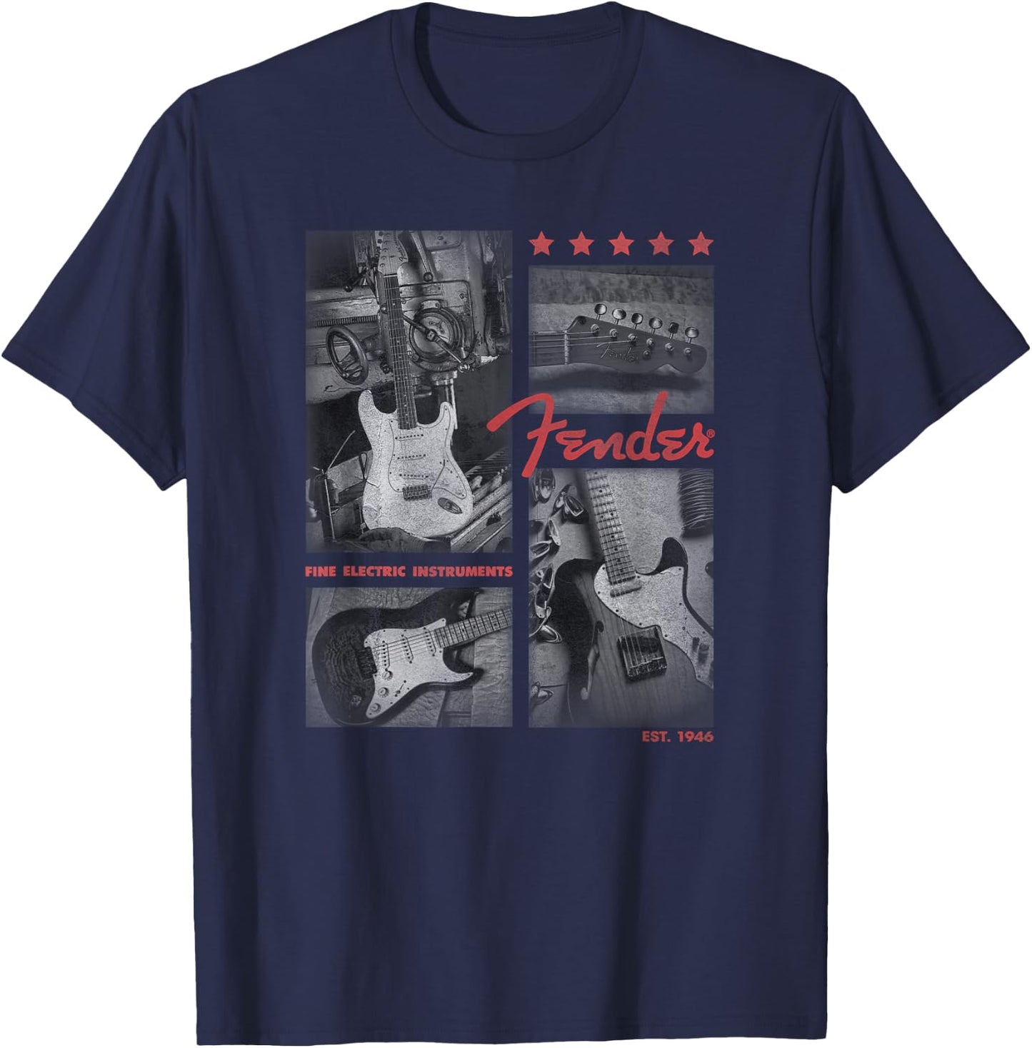 Fender Est. 1946 Electric Guitar Panels T-Shirt - T-Shirt | Navy