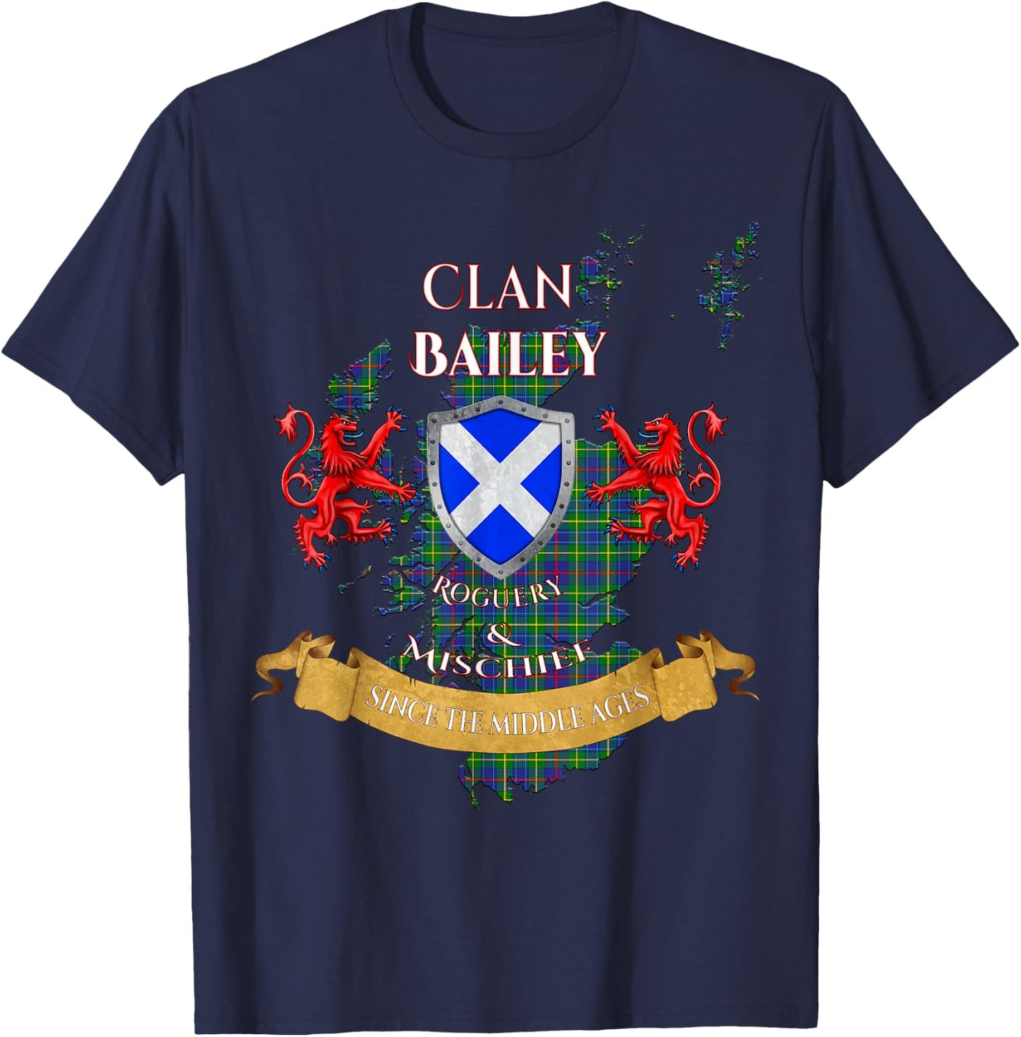 Bailey Scottish Family Clan Middle Ages Mischief T-Shirt - T-Shirt | Navy