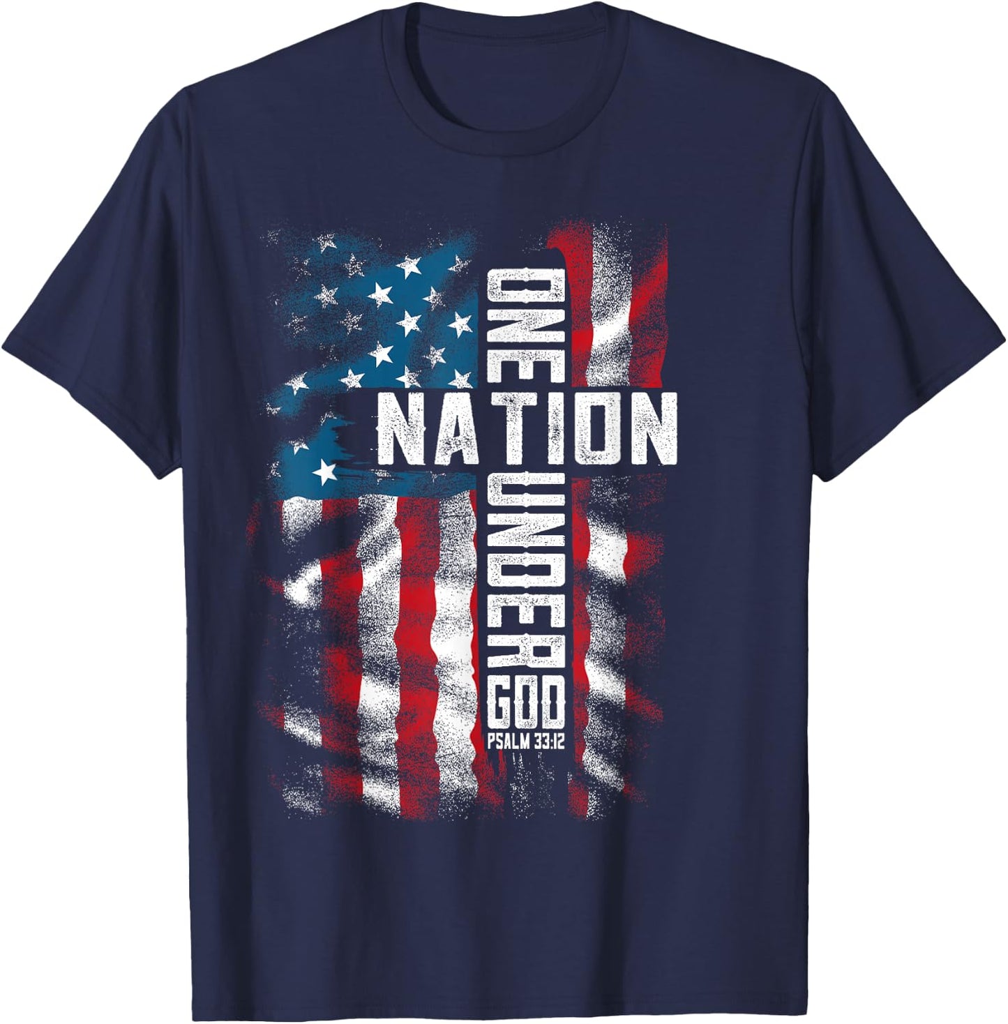 Christian Men , Bible Verse Faith , Patriotic 4th of July T-Shirt - T-Shirt | Navy
