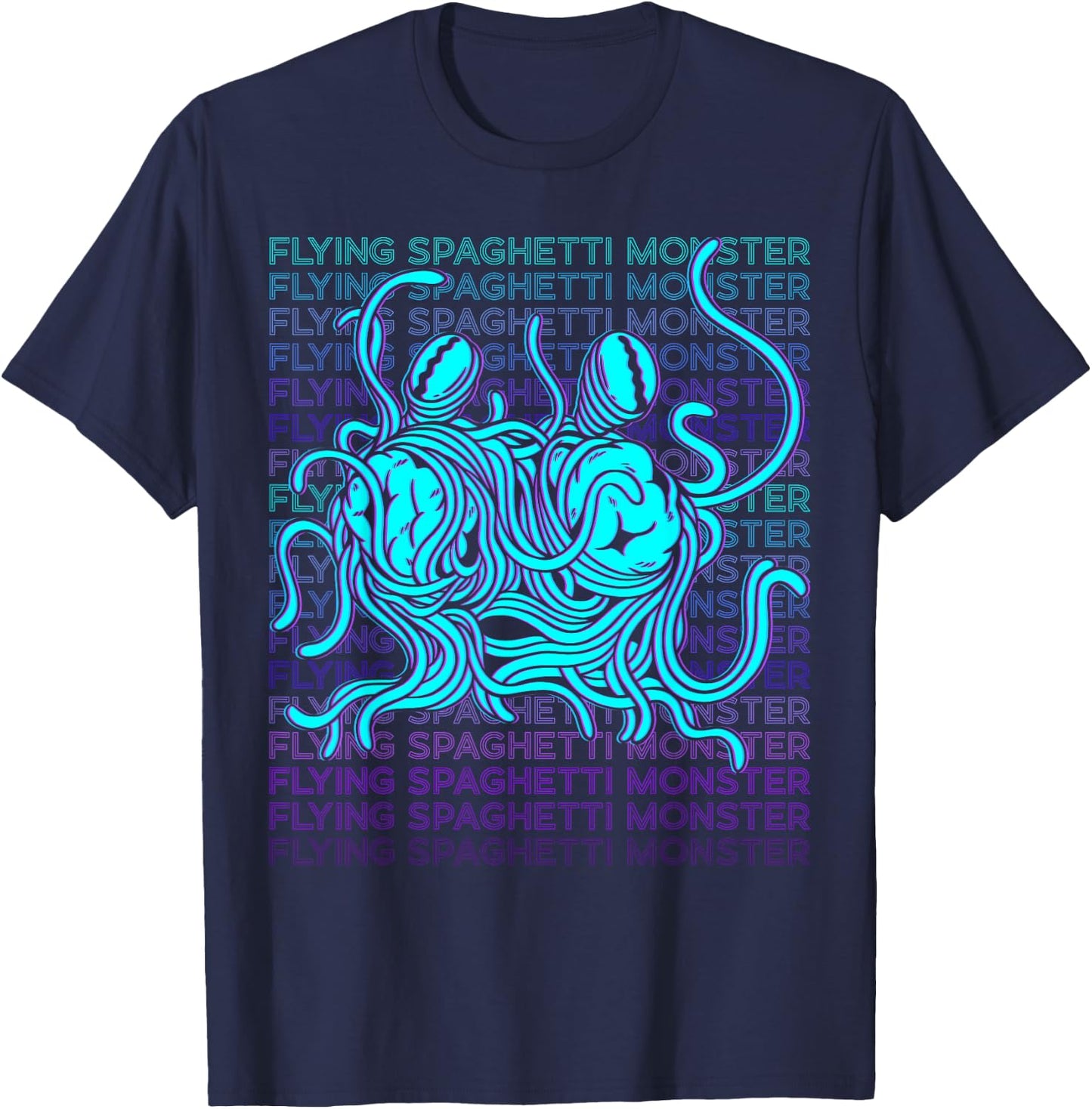 Flying Spaghetti Monster Pastafari FSM Atheist Retro T-Shirt - T-Shirt | Navy