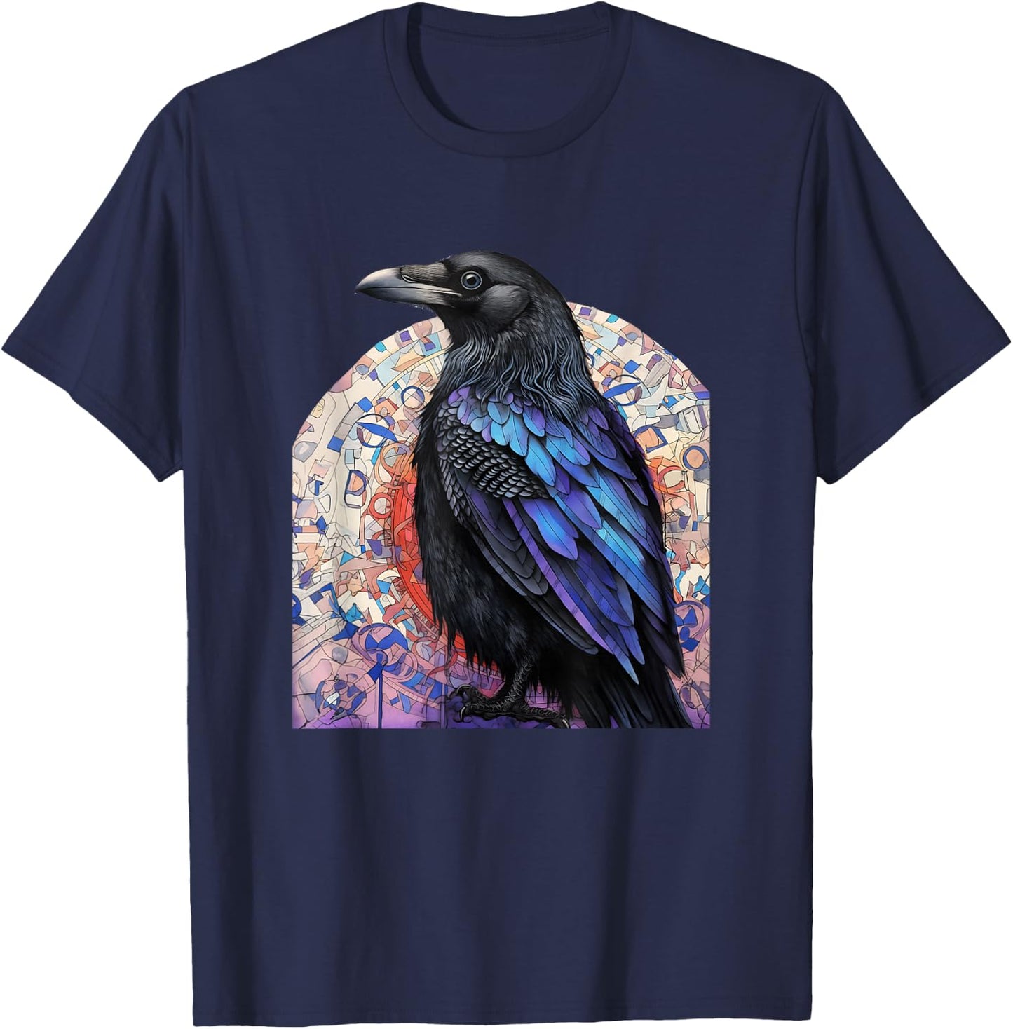 Crow and Raven Bird Lovers Mandala Style Design For Birders T-Shirt - T-Shirt | Navy