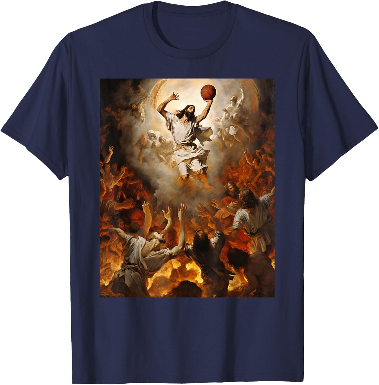 Jesus Playing Basketball T-Shirt - T-Shirt | Navy