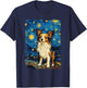 Papillon Dog Starry Night T-Shirt - T-Shirt | Navy