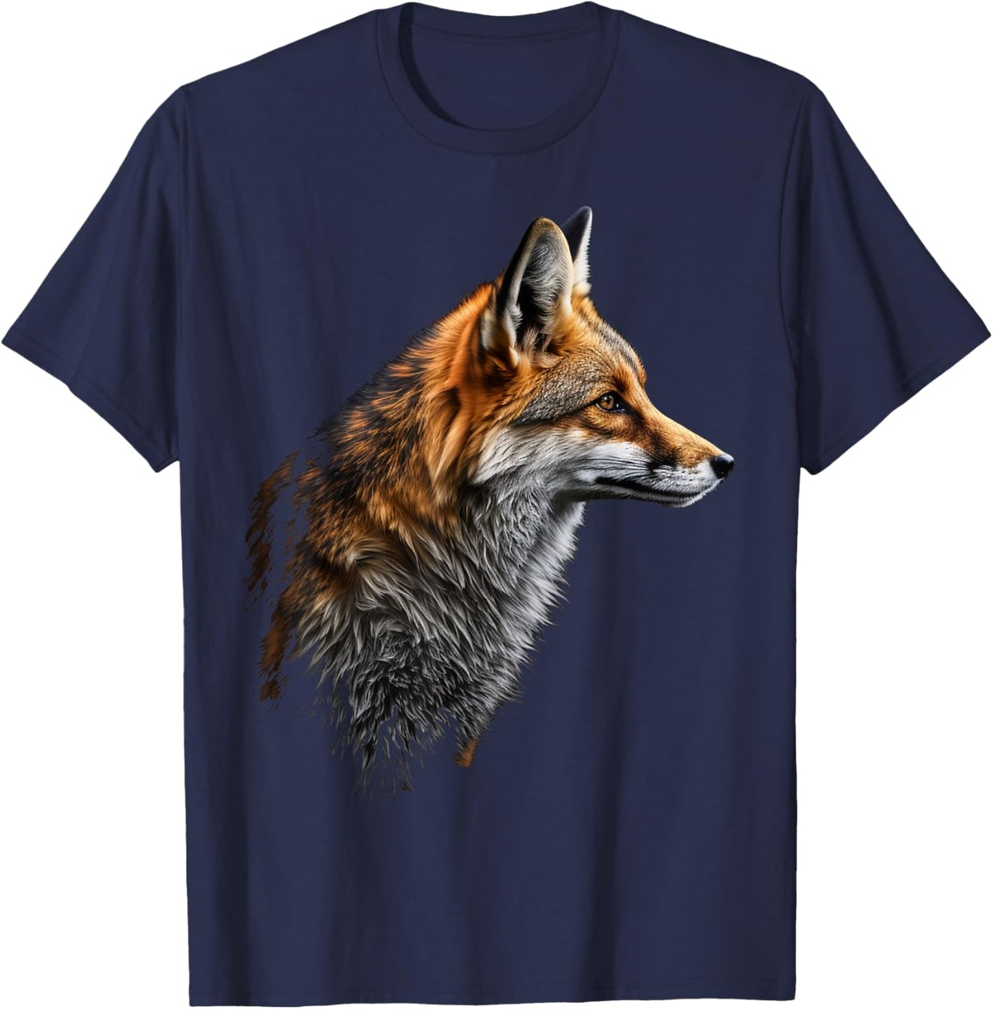 Fox Art Animal Lovers Motif Animal T-Shirt - T-Shirt | Navy
