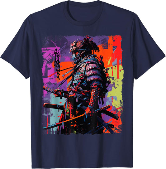 Hip Hop Y2K Vintage Hipster Edgy Urban Streetwear Samurai T-Shirt - T-Shirt | Navy