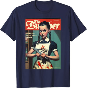 Last Gasp Graphics Sinister Girl Holding Knife 1960s Horror Comic Book Cover T-Shirt - T-Shirt | Navy