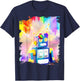 Rainbow robot wearing glasses heart love T-Shirt - T-Shirt | Navy
