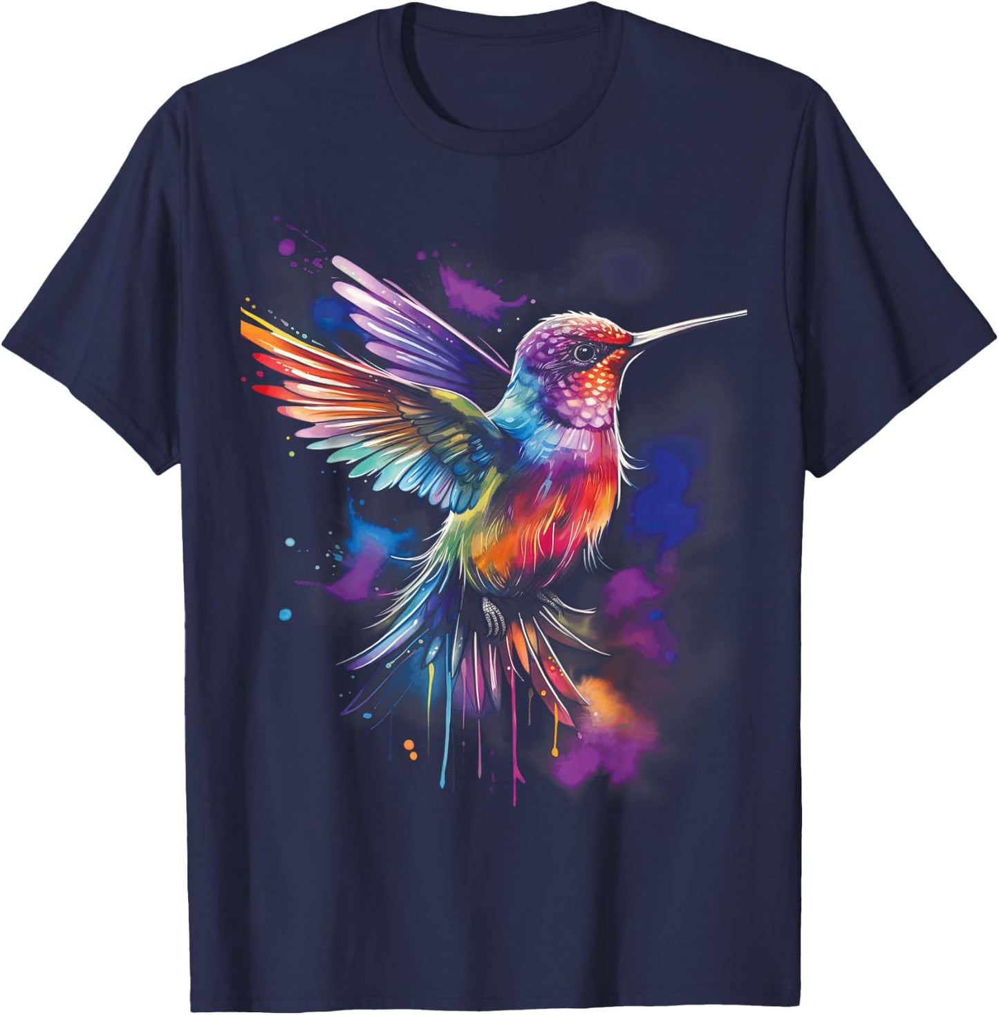 Hummingbird Artwork Bird Birds T-Shirt - T-Shirt | Navy