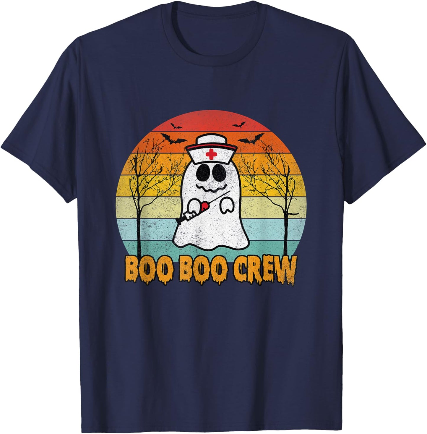 Boo Boo Crew Nurse Halloween Costume Retro Vintage T-Shirt - T-Shirt | Navy