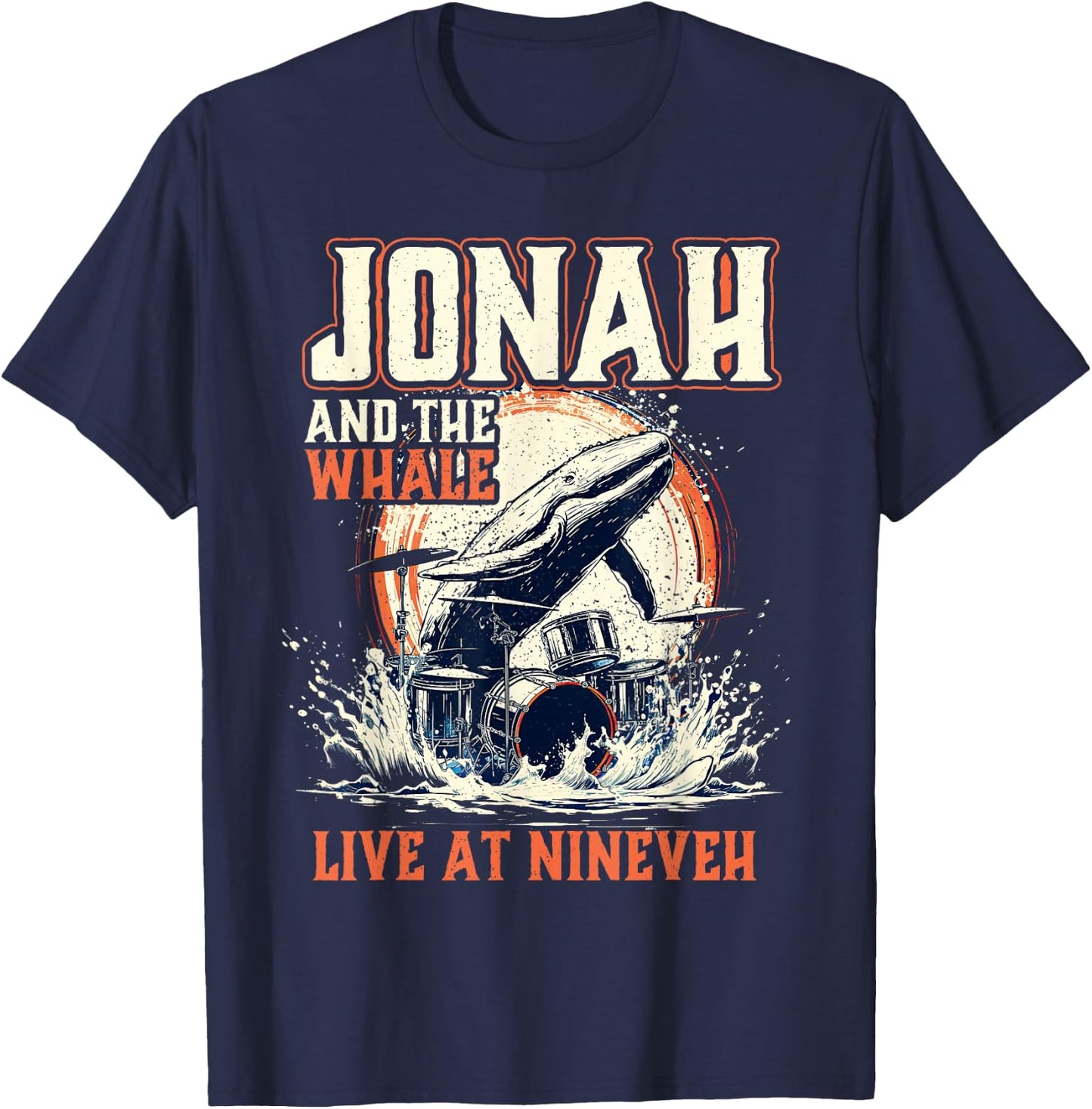 Christian Rock Shirt Jonah and Whales Vintage Funny T-Shirt - T-Shirt | Navy