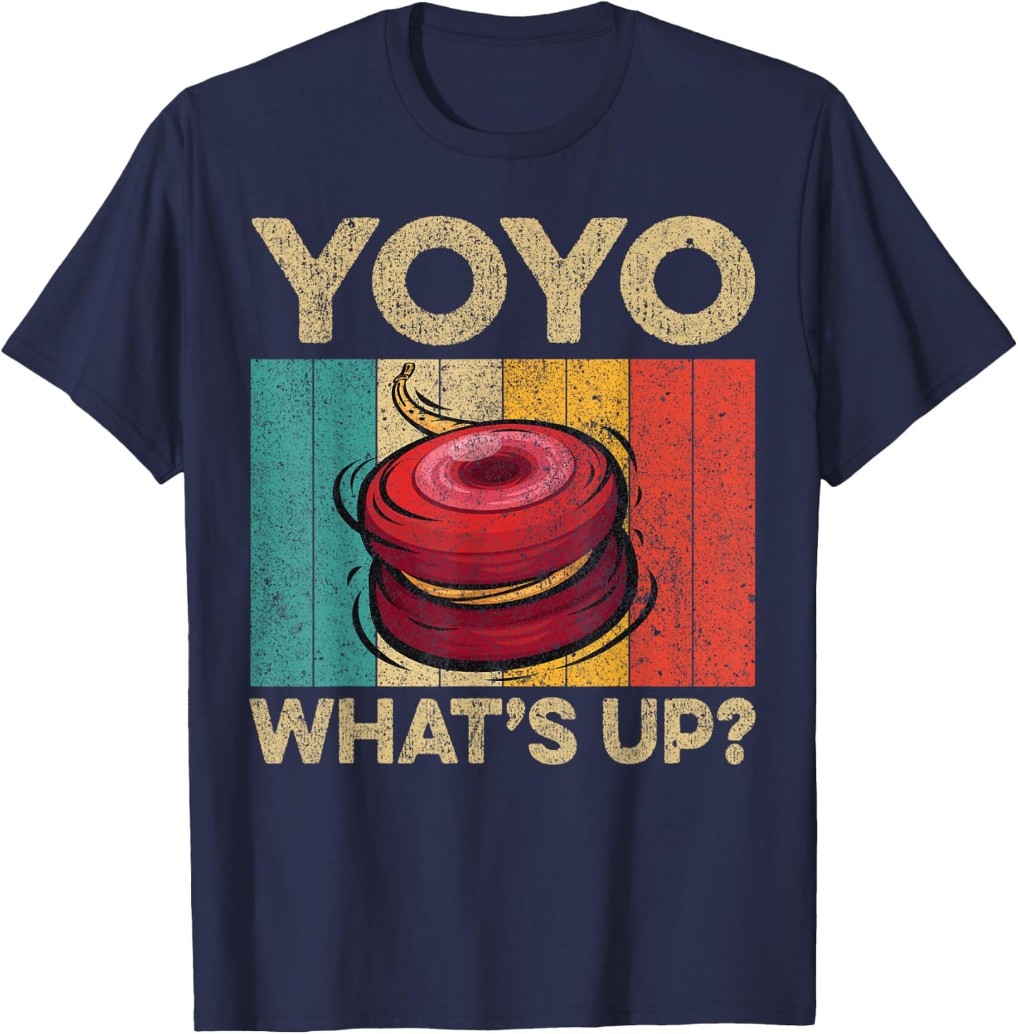 Yoyo What's Up | Funny Vintage Yoyo Lovers T-Shirt - T-Shirt | Navy
