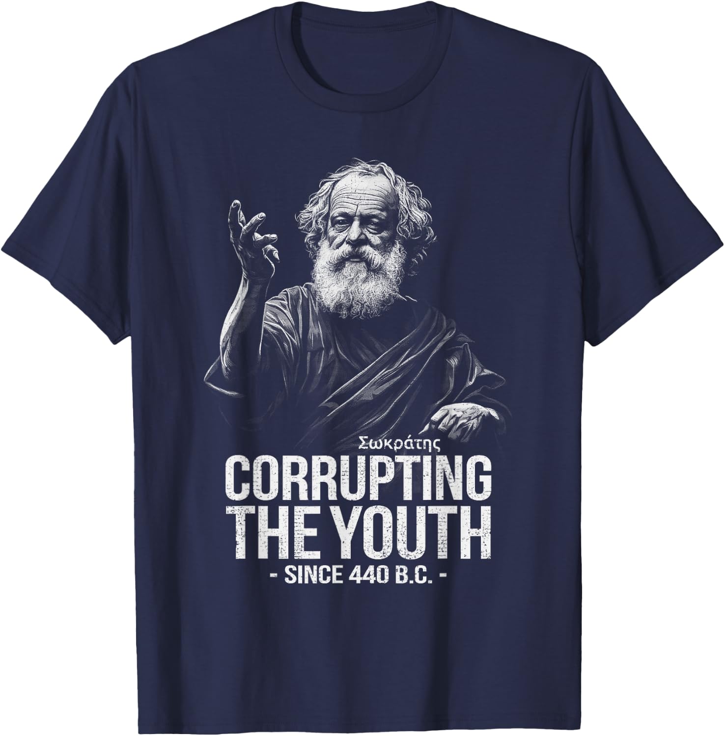 Socrates Corrupting The Youth Ancient Philosophy Philosopher T-Shirt - T-Shirt | Navy