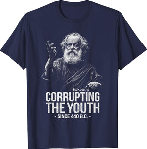 Socrates Corrupting The Youth Ancient Philosophy Philosopher T-Shirt - T-Shirt | Navy