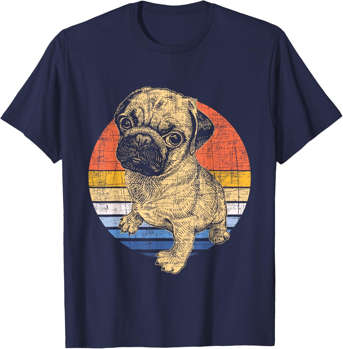 Retro Vintage Pug - Dog Lover Puppy Pet Trainer Breeder T-Shirt - T-Shirt | Navy