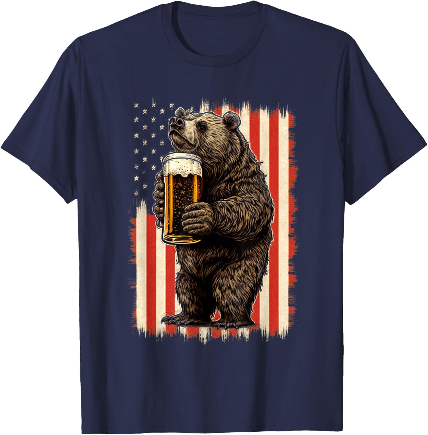 Bear Drinking Beer T-Shirt - T-Shirt | Navy