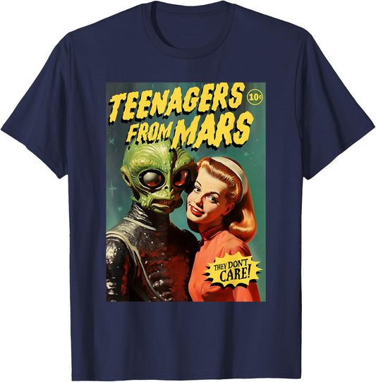 Teenagers From Mars 1950s Horror Comic Cover T-Shirt - T-Shirt | Navy
