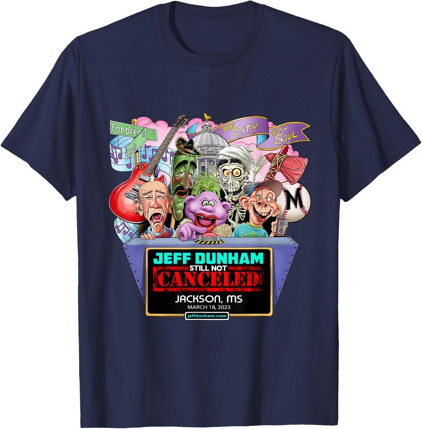 Jeff Dunham Jackson, MS (2023) T-Shirt - T-Shirt | Navy